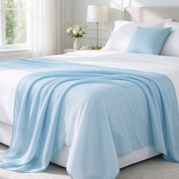 Light Blue Bed Runner